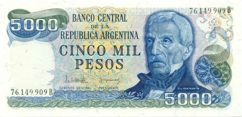 Argentina P305b(2) 5.000 Pesos 1977-1983 UNC