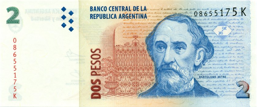 Argentina P352(6) 2 Pesos 2002 UNC