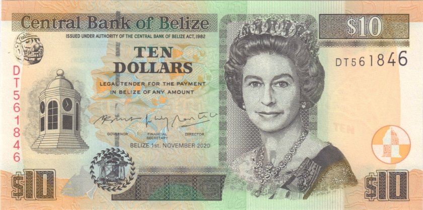 Belize P68f 10 Dollars 2020 UNC