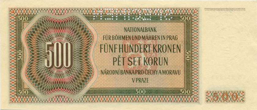 Bohemia and Moravia P11s SPECIMEN 500 Kronen / Korun 1942 AU