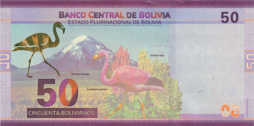 Bolivia P-W250(2) 50 Bolivianos 2018 UNC