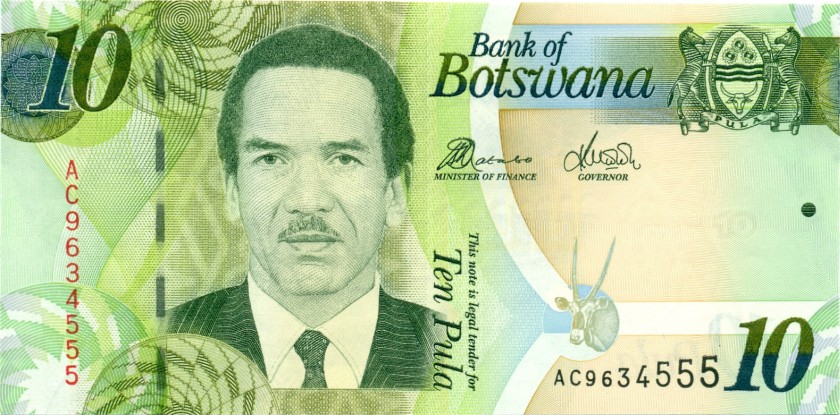 Botswana P30c 10 Pula 2012 UNC