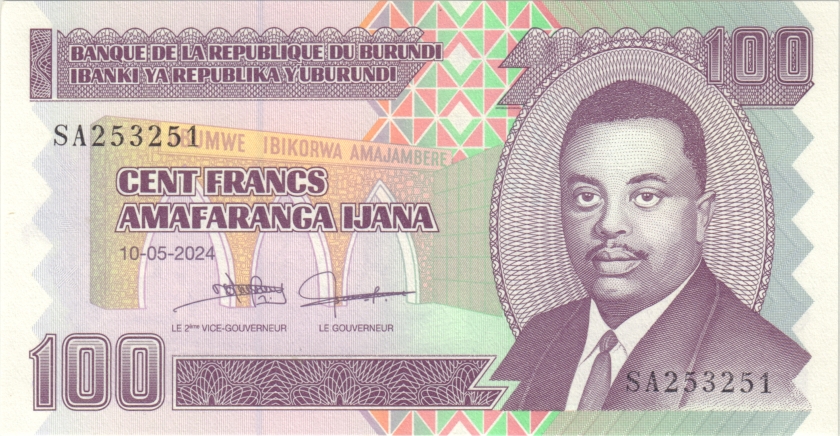 Burundi P44c 100 Francs / Amafranga Bundle 100 pcs 2024 UNC