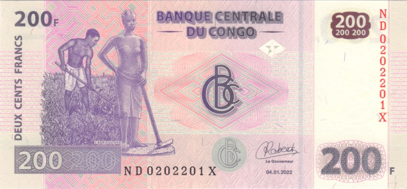 Congo Democratic Republic  P-W99B 200 Francs Bundle 100 pcs 2022 UNC