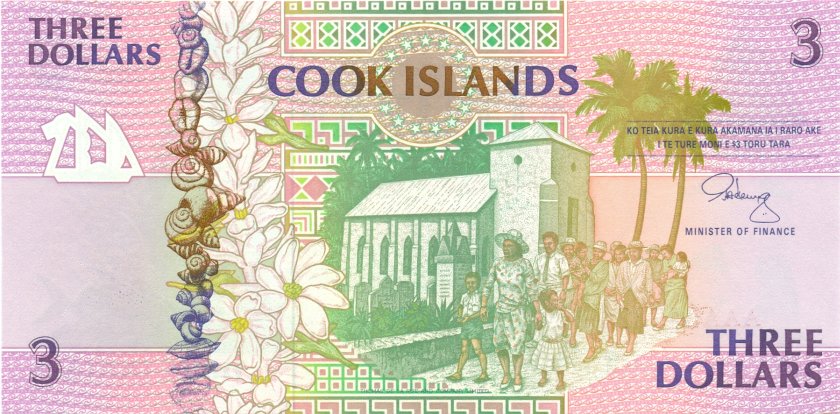 Cook Islands P7 3 Dollars 1992 UNC