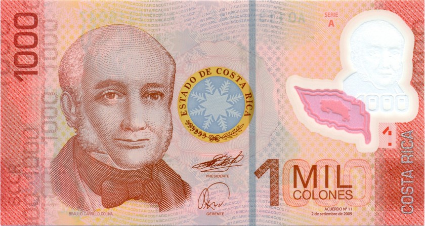 Costa Rica P274a 1.000 Colones 2009 UNC