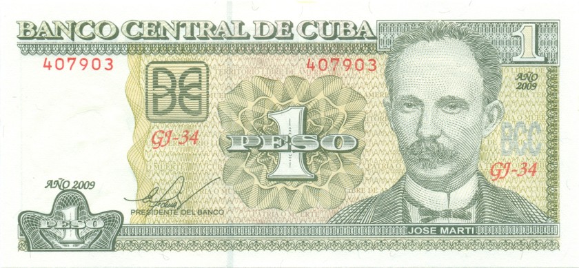 Cuba P128d 1 Peso 2009 UNC