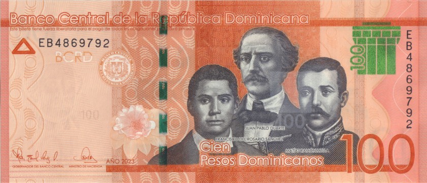 Dominican Republic P190 100 Pesos Oro 2023 UNC