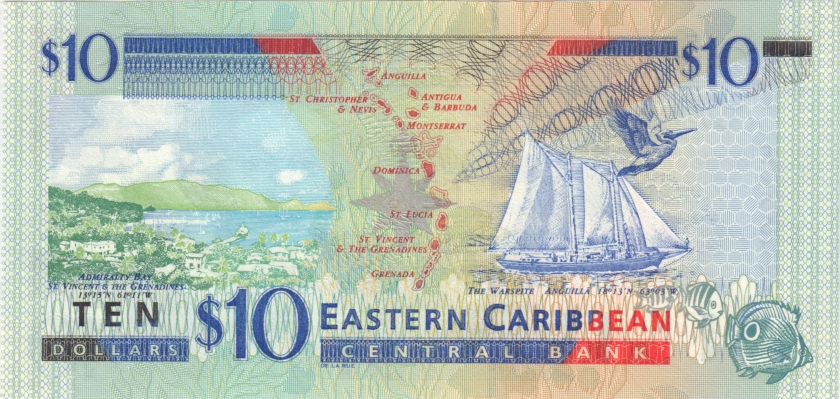 Eastern Caribbean States P38k 10 Dollars 2000 UNC