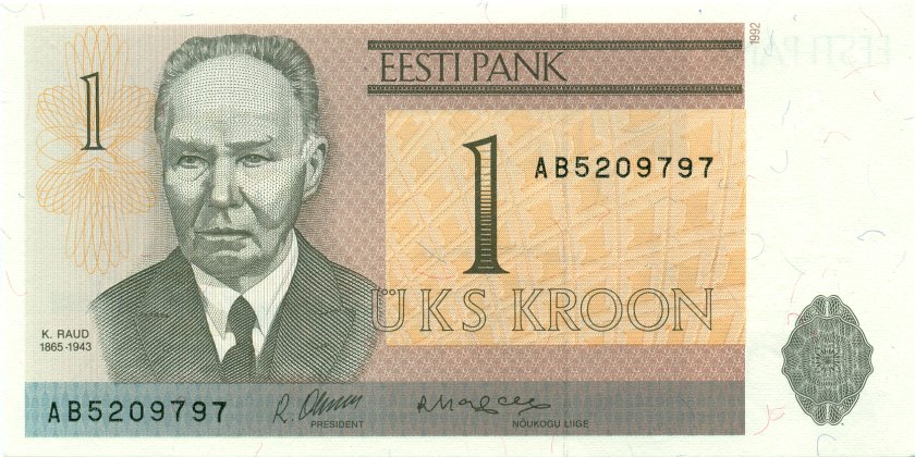 Estonia P69 1 Kroon 1992 UNC