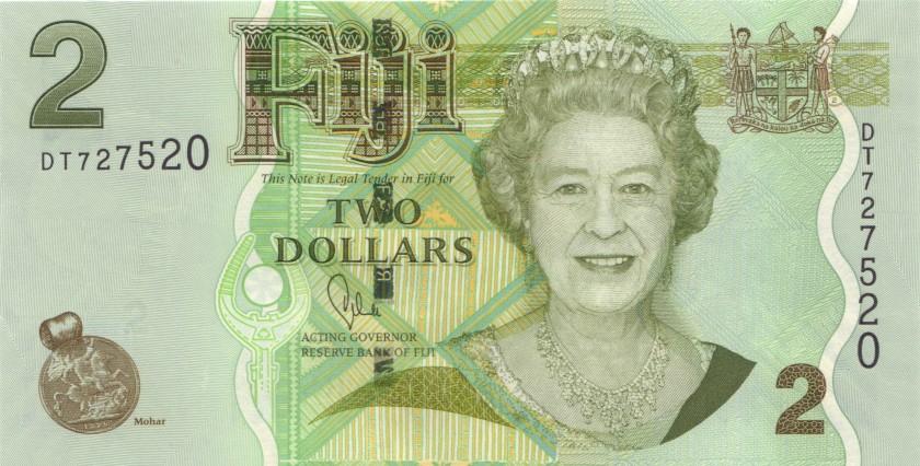 Fiji P109b 2 Dollars 2011 UNC