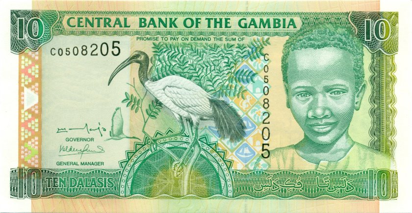 Gambia P21a 10 Dalasis 2001-2005 UNC