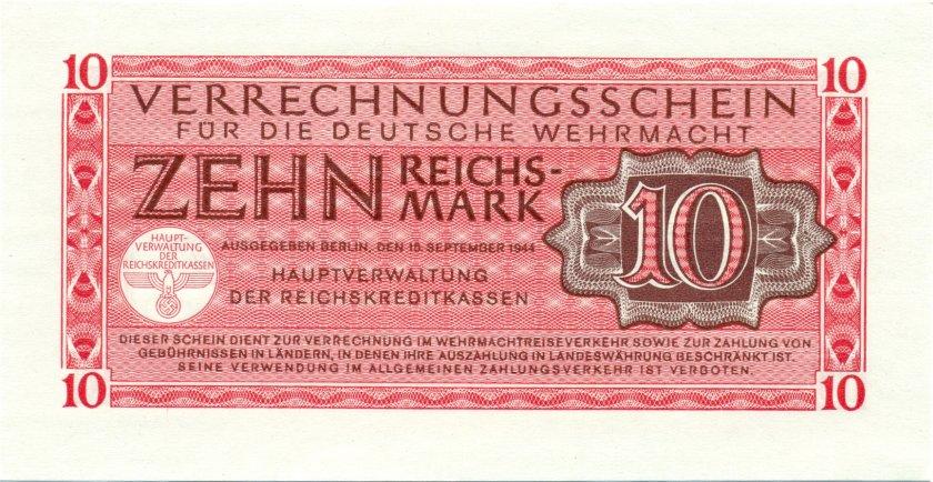 Germany P-M40 10 Reichsmark 1944 UNC