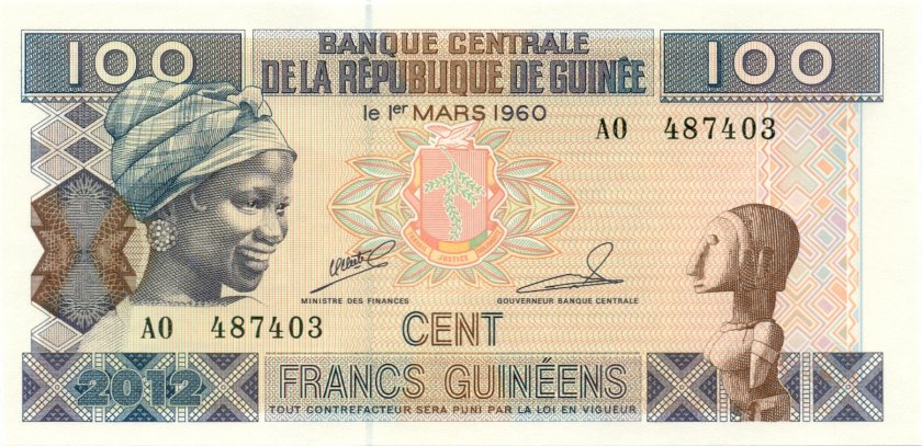 Guinea P35b 100 Guinean Francs Bundle 100 pcs 2012 UNC