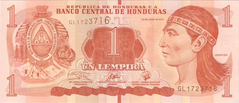 Honduras P96d 1 Lempira 2019 UNC