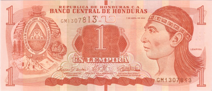 Honduras P96e 1 Lempira 2022 UNC