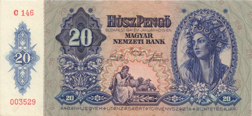 Hungary P109 20 Pengő 1941 UNC