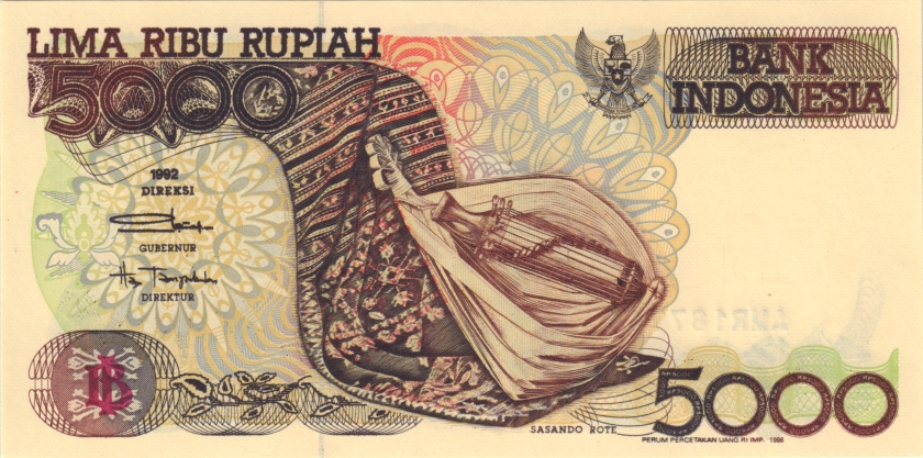 Indonesia P130e 5.000 Rupiah 1992/1996 UNC