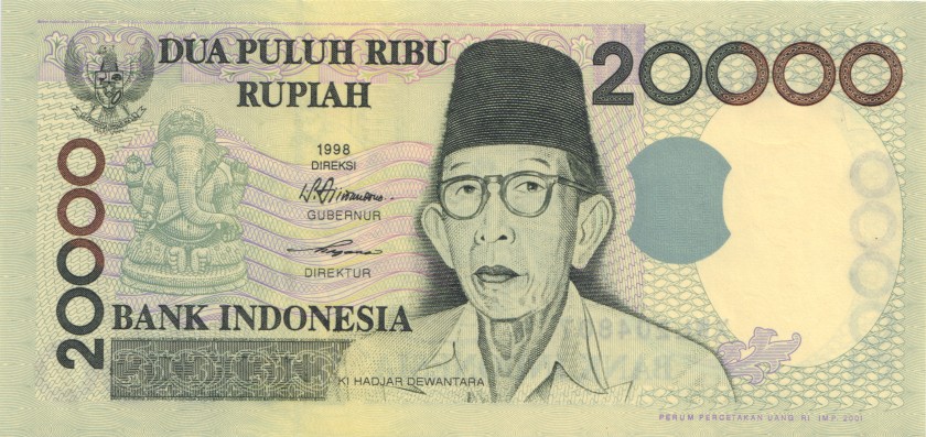 Indonesia P138d 20.000 Rupiah 2001 UNC