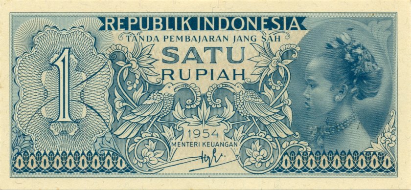 Indonesia P72 1 Rupiah 1954 UNC