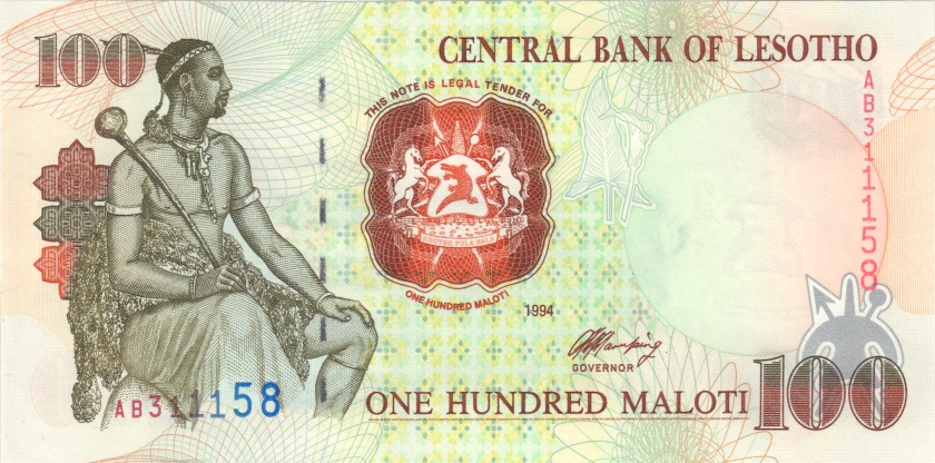 Lesotho P18 100 Maloti 1994 UNC