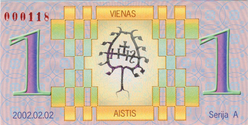 Lithuania PNL 1, 2, 5, 20, 50, 100 Aisciu 2002 UNC