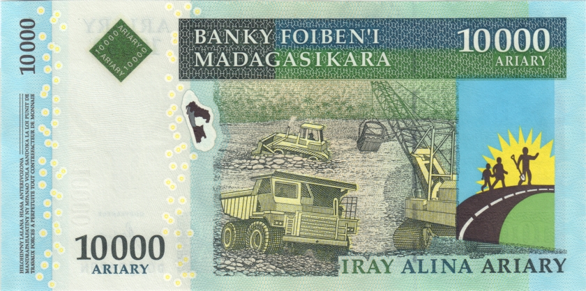 Madagascar P92c 10.000 Ariary 2007 - 2015 UNC