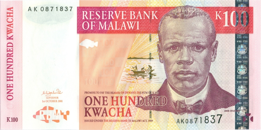 Malawi P46a 100 Kwacha 2001 UNC