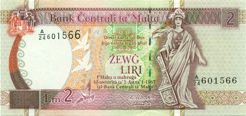 Malta P45d 2 Liri 1967 (1994) UNC