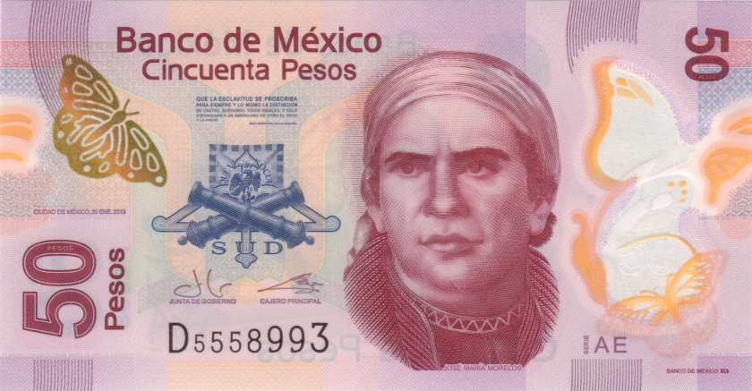 Mexico P123Aae 50 Pesos Serie AE 30.01.2019 UNC