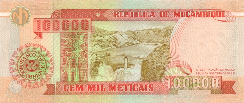 Mozambique P139 100.000 Meticais Bundle 100 pcs 1993 UNC