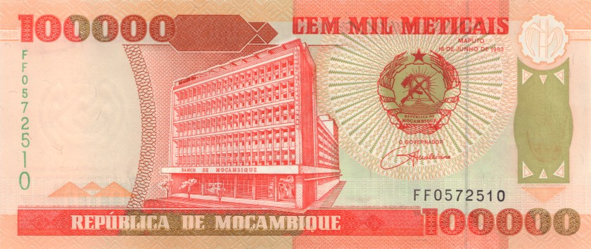 Mozambique P139 100.000 Meticais Bundle 100 pcs 1993 UNC