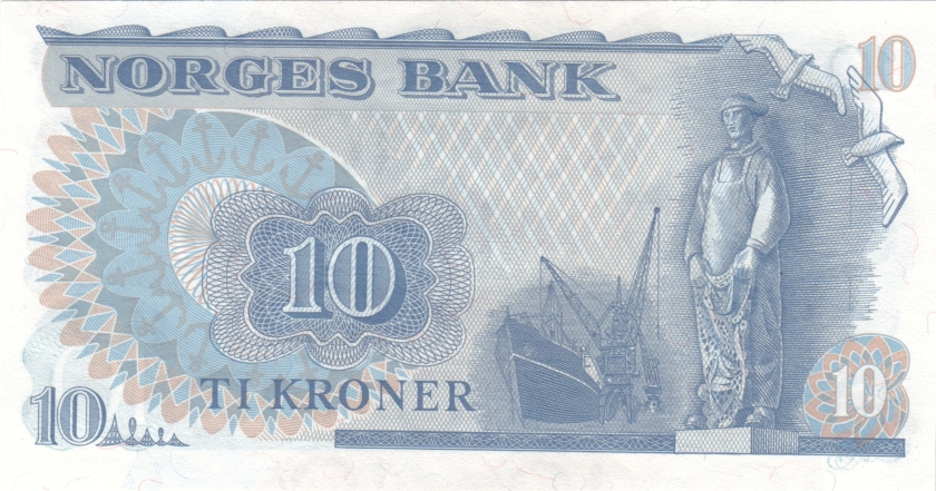 Norway P36b 10 Kroner 1975 UNC