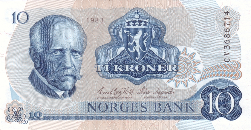 Norway P36c 10 Kroner 1983 UNC