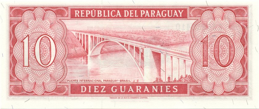 Paraguay P196b 10 Paraguayan Guaraníes 1963 UNC