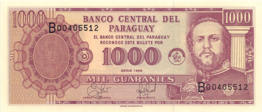 Paraguay P214a 1.000 Paraguayan Guaranies 1998 UNC