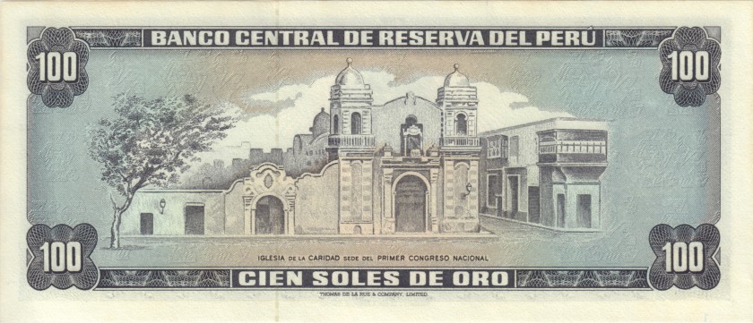 Peru P102c 100 Soles de Oro 1973 UNC