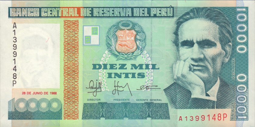 Peru P140 10.000 Intis 1988 UNC