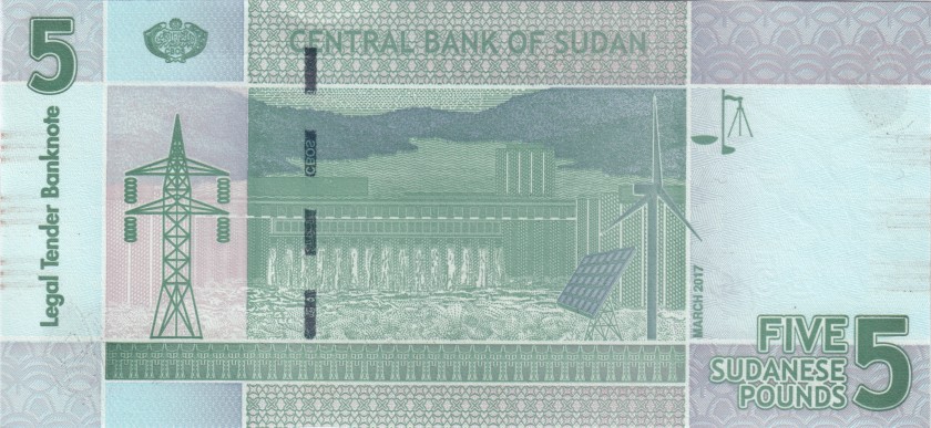 Sudan P72d 5 Sudanese Pounds 2017 UNC