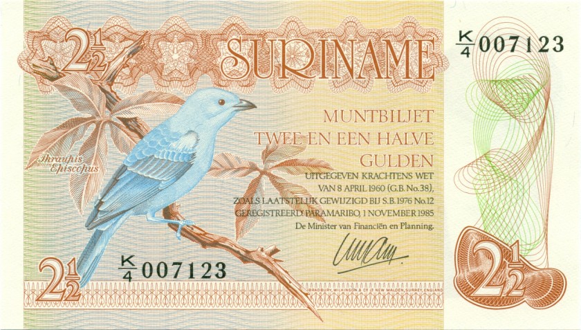 Suriname P119 2½ Gulden UNC