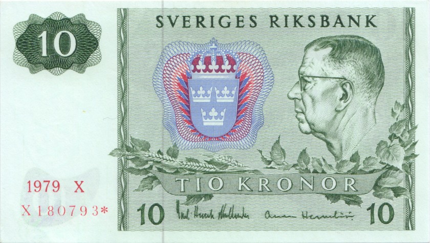 Sweden P52dr REPLACEMENT 10 Kronor 1979 UNC