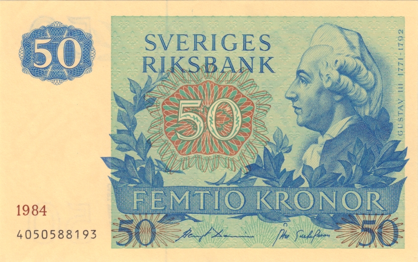 Sweden P53d 50 Kronor 1984 UNC