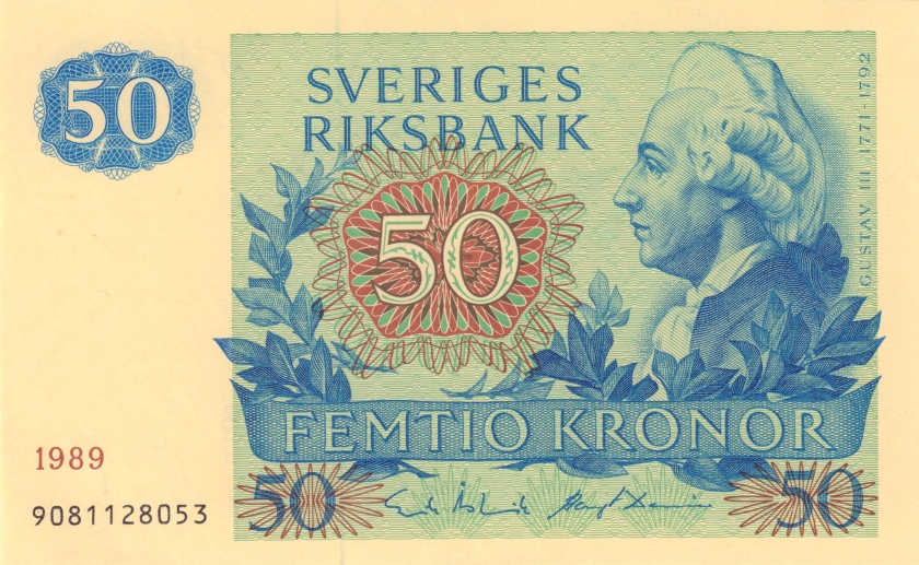 Sweden P53d 50 Kronor 1989 UNC