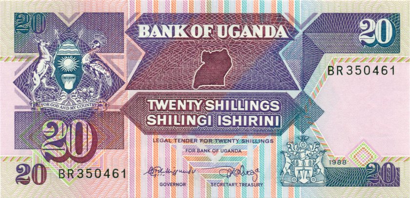 Uganda P29b 20 Shillings 1988 UNC