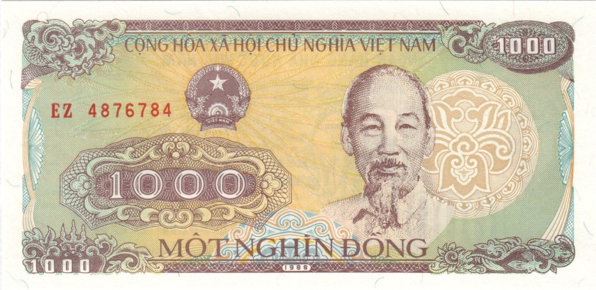 Vietnam P106a 4876784 RADAR 1.000 Dong 1988 UNC