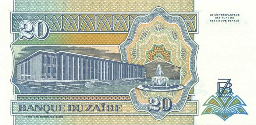 Zaire P56 20 New Zaïres 1993 UNC