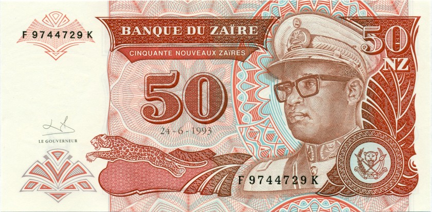 Zaire P57 50 New Zaïres 1993 UNC