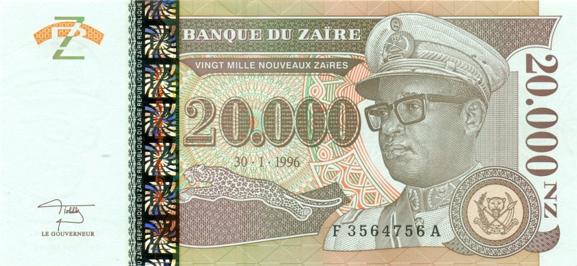 Zaire P72 20.000 New Zaïres 1996 UNC