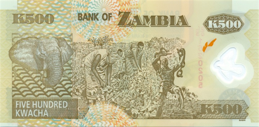 Zambia P43f 500 Kwacha 2008 UNC