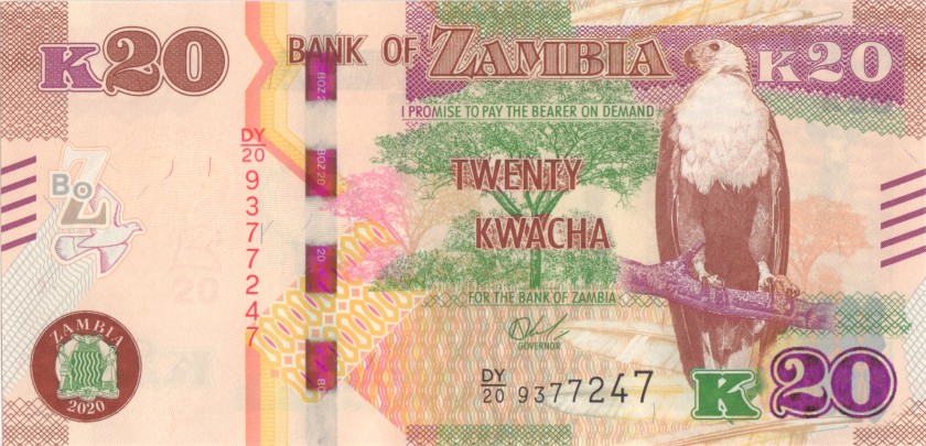 Zambia P59 20 Kwacha 2020 UNC